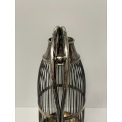 ANTICO PORTA BOTTIGLIE A GABBIA VINO LIQUORI METALLO ARGENTATO EPOCA '900 TAPPO