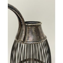 ANTICO PORTA BOTTIGLIE A GABBIA VINO LIQUORI METALLO ARGENTATO EPOCA '900 TAPPO