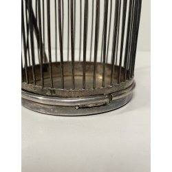 ANTICO PORTA BOTTIGLIE A GABBIA VINO LIQUORI METALLO ARGENTATO EPOCA '900 TAPPO