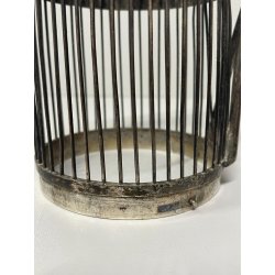 ANTICO PORTA BOTTIGLIE A GABBIA VINO LIQUORI METALLO ARGENTATO EPOCA '900 TAPPO