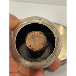 ANTICO PORTA BOTTIGLIE A GABBIA VINO LIQUORI METALLO ARGENTATO EPOCA '900 TAPPO