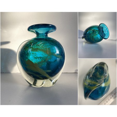 VASO MONOFIORE VETRO SOFFIATO Michael Harris MDINA Side Stripe MALTA  11,5 cm/h