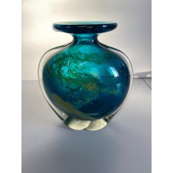 VASO MONOFIORE VETRO SOFFIATO Michael Harris MDINA Side Stripe MALTA  11,5 cm/h