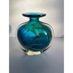 VASO MONOFIORE VETRO SOFFIATO Michael Harris MDINA Side Stripe MALTA  11,5 cm/h