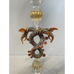 CALICE TIPETTO VETRO MURANO VENEZIANO LAVORATO DECORO DRAGHI SFERE ORO META '900