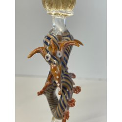CALICE TIPETTO VETRO MURANO VENEZIANO LAVORATO DECORO DRAGHI SFERE ORO META '900
