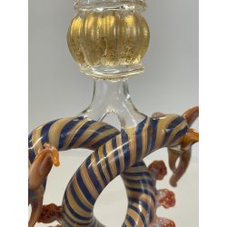 CALICE TIPETTO VETRO MURANO VENEZIANO LAVORATO DECORO DRAGHI SFERE ORO META '900