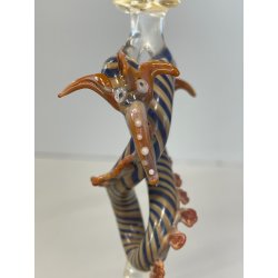 CALICE TIPETTO VETRO MURANO VENEZIANO LAVORATO DECORO DRAGHI SFERE ORO META '900