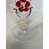CALICE TIPETTO VETRO MURANO VENEZIANO DECORO ROSE ROSSE DRAGHI SFERE META '900
