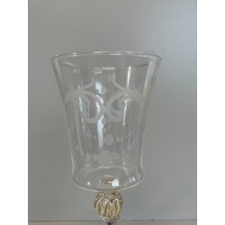 CALICE TIPETTO VETRO MURANO VENEZIANO DECORO ROSE ROSSE DRAGHI SFERE META '900