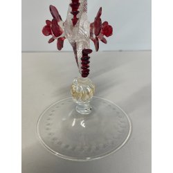CALICE TIPETTO VETRO MURANO VENEZIANO DECORO ROSE ROSSE DRAGHI SFERE META '900