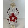 CALICE TIPETTO VETRO MURANO VENEZIANO DECORO ROSE ROSSE DRAGHI SFERE META '900