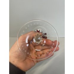 CALICE TIPETTO VETRO MURANO VENEZIANO DECORO ROSE ROSSE DRAGHI SFERE META '900