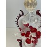 CALICE TIPETTO VETRO MURANO VENEZIANO DECORO ROSE ROSSE DRAGHI SFERE META '900