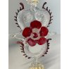 CALICE TIPETTO VETRO MURANO VENEZIANO DECORO ROSE ROSSE DRAGHI SFERE META '900