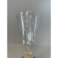CALICE TIPETTO VETRO MURANO VENEZIANO DECORO ROSE ROSSE DRAGHI SFERE META '900