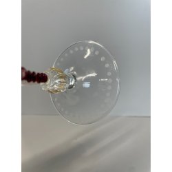 CALICE TIPETTO VETRO MURANO VENEZIANO DECORO ROSE ROSSE DRAGHI SFERE META '900