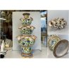 VASO CERAMICA Deruta TULIPANIERA 18 BOCCHE BULBI  DECORO FIORI ø 26x 48cm/h '900