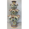 VASO CERAMICA Deruta TULIPANIERA 18 BOCCHE BULBI  DECORO FIORI ø 26x 48cm/h '900