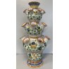 VASO CERAMICA Deruta TULIPANIERA 18 BOCCHE BULBI  DECORO FIORI ø 26x 48cm/h '900