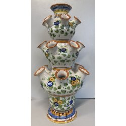 VASO CERAMICA Deruta TULIPANIERA 18 BOCCHE BULBI  DECORO FIORI ø 26x 48cm/h '900