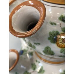 VASO CERAMICA Deruta TULIPANIERA 18 BOCCHE BULBI  DECORO FIORI ø 26x 48cm/h '900