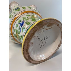VASO CERAMICA Deruta TULIPANIERA 18 BOCCHE BULBI  DECORO FIORI ø 26x 48cm/h '900