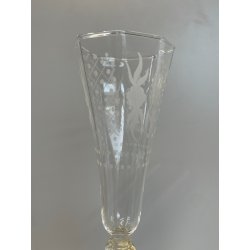 CALICE TIPETTO VETRO MURANO VENEZIANO DECORO ROSE BLU DRAGHI SFERE ORO META '900