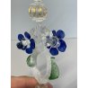 CALICE TIPETTO VETRO MURANO VENEZIANO DECORO ROSE BLU DRAGHI SFERE ORO META '900
