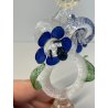 CALICE TIPETTO VETRO MURANO VENEZIANO DECORO ROSE BLU DRAGHI SFERE ORO META '900