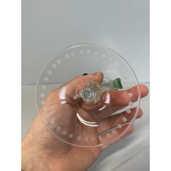 CALICE TIPETTO VETRO MURANO VENEZIANO DECORO ROSE BLU DRAGHI SFERE ORO META '900