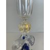 CALICE TIPETTO VETRO MURANO VENEZIANO DECORO ROSE BLU DRAGHI SFERE ORO META '900