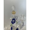 CANDELIERE VENEZIANO DUE FIAMME VETRO MURANO CENTROTAVOLA FIORI BLU CANDELE '50