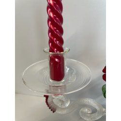 CANDELIERE VENEZIANO DUE FIAMME VETRO MURANO CENTROTAVOLA FIORI ROSSI ROSE '50