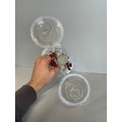 CANDELIERE VENEZIANO DUE FIAMME VETRO MURANO CENTROTAVOLA FIORI ROSSI ROSE '50