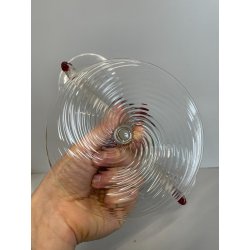 CANDELIERE VENEZIANO DUE FIAMME VETRO MURANO CENTROTAVOLA FIORI ROSSI ROSE '50