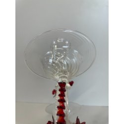 CANDELIERE VENEZIANO DUE FIAMME VETRO MURANO CENTROTAVOLA FIORI ROSSI ROSE '50