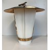 LAMPADA SOSPENSIONE LANTERNA Stilnovo VETRO OPALINO RAME DESIGN MID CENTURY '50