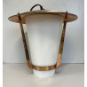 LAMPADA SOSPENSIONE LANTERNA Stilnovo VETRO OPALINO RAME DESIGN MID CENTURY '50