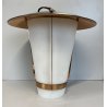 LAMPADA SOSPENSIONE LANTERNA Stilnovo VETRO OPALINO RAME DESIGN MID CENTURY '50