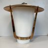 LAMPADA SOSPENSIONE LANTERNA Stilnovo VETRO OPALINO RAME DESIGN MID CENTURY '50