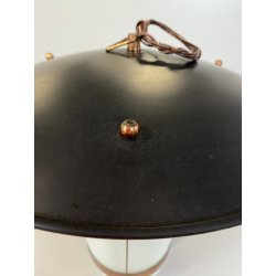 LAMPADA SOSPENSIONE LANTERNA Stilnovo VETRO OPALINO RAME DESIGN MID CENTURY '50