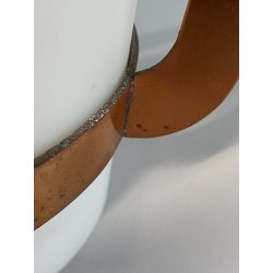 LAMPADA SOSPENSIONE LANTERNA Stilnovo VETRO OPALINO RAME DESIGN MID CENTURY '50