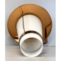 LAMPADA SOSPENSIONE LANTERNA Stilnovo VETRO OPALINO RAME DESIGN MID CENTURY '50