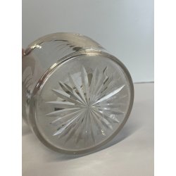 ANTICO PORTA BISCOTTI VETRO METALLO ARGENTATO VASO MOLATO BISCOTTIERA EPOCA '900