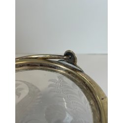 ANTICO PORTA BISCOTTI VETRO METALLO ARGENTATO VASO MOLATO BISCOTTIERA EPOCA '900