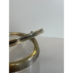 ANTICO PORTA BISCOTTI VETRO METALLO ARGENTATO VASO MOLATO BISCOTTIERA EPOCA '900