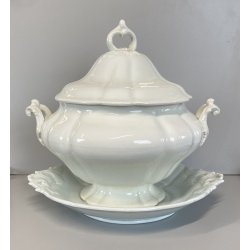 ANTICA ZUPPIERA CERAMICA SCI LAVENO VERBANUM STONE BIANCA 34cm/h '800/'900