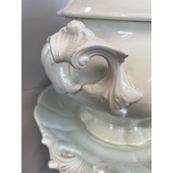 ANTICA ZUPPIERA CERAMICA SCI LAVENO VERBANUM STONE BIANCA 34cm/h '800/'900