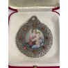 ANTICO GRANDE MEDAGLIONE CIONDOLO CAPOCULLA MADONNA BAMBINO RELIGIOSO ARG. 800